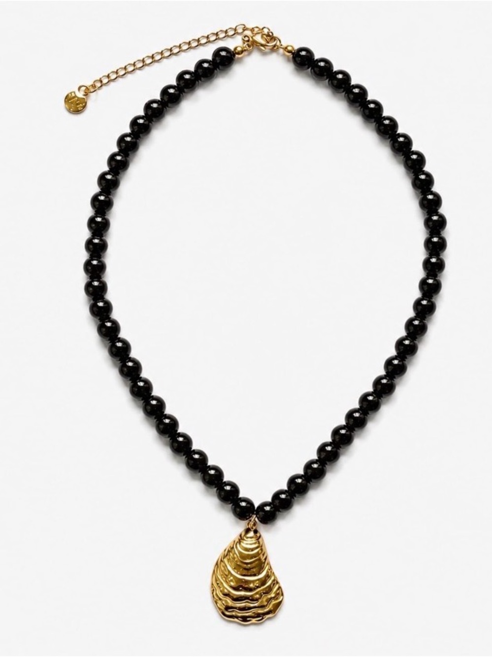 Mayamar Black Agate
Beaded Shell Pendant
Necklace